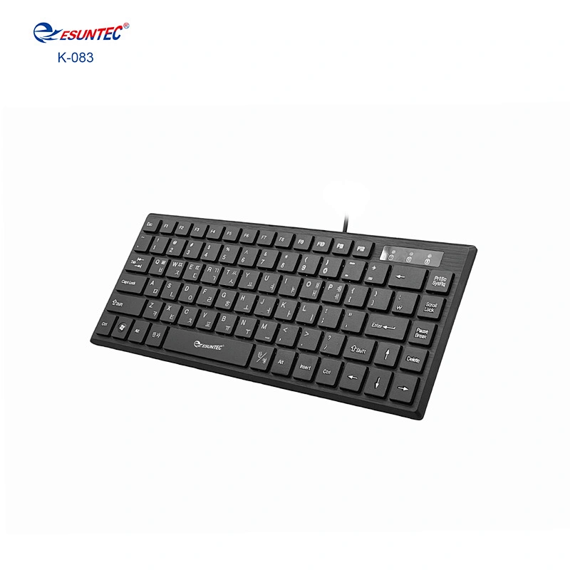 K-083 Korean Layout- Hot Selling USB Interface Wired Keyboard 82 Keys Mini Size Slim Wired Office Keyboard for Laptop Desktop
